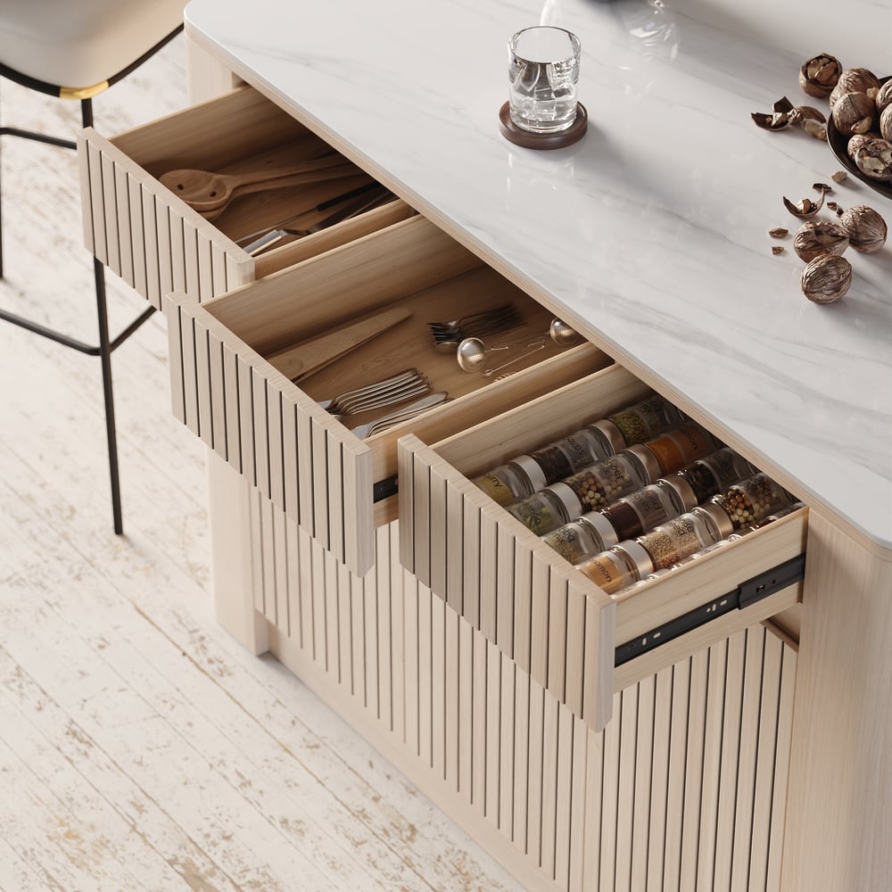 51" Sintered Stone Top Solid Wood Kitchen Island with Storage window image