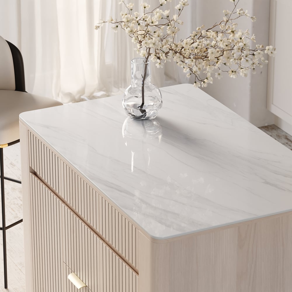 51" Sintered Stone Top Solid Wood Kitchen Island with Storage window image