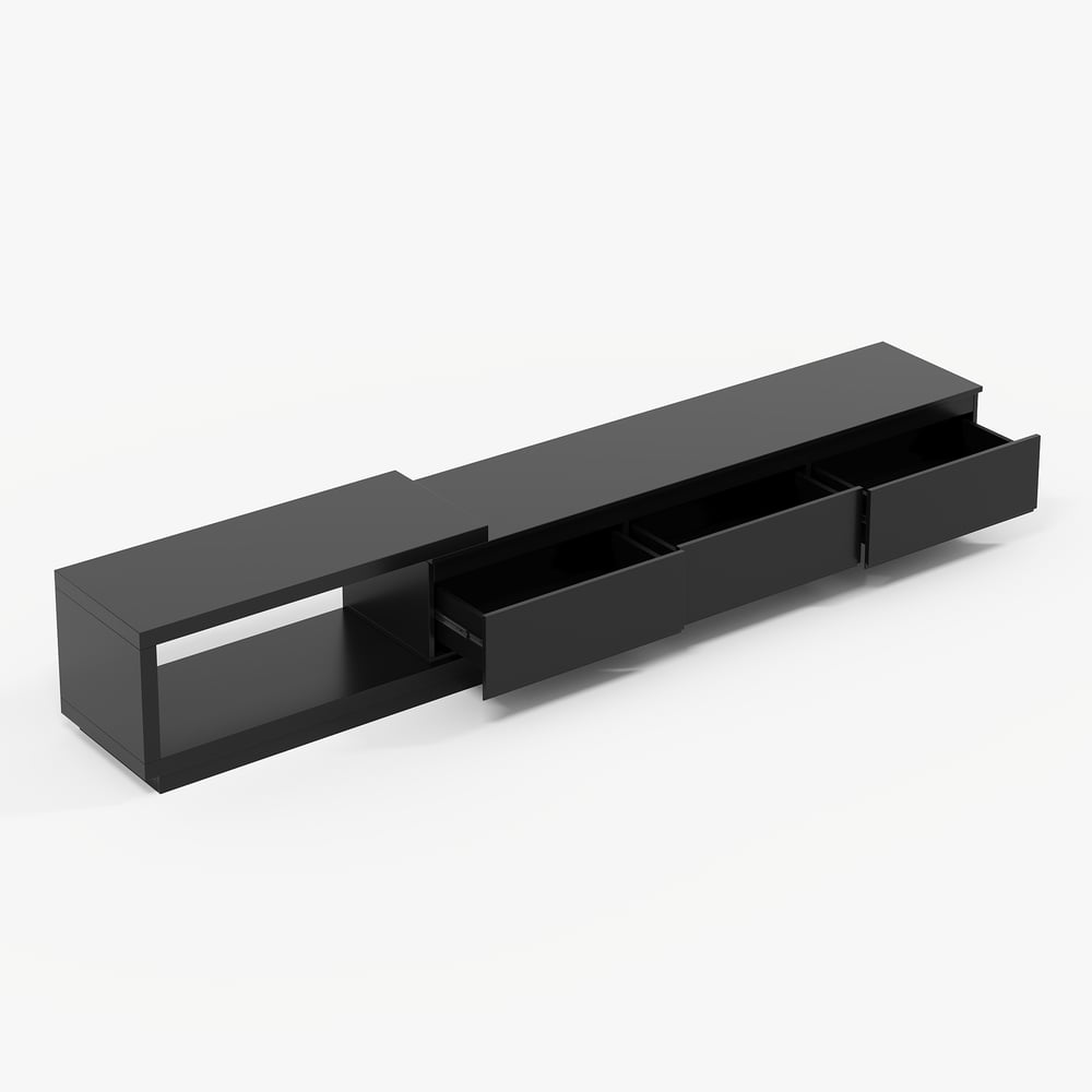 Quoint Extendable TV Stand with 3 Drawers and Light(71"-100") window image