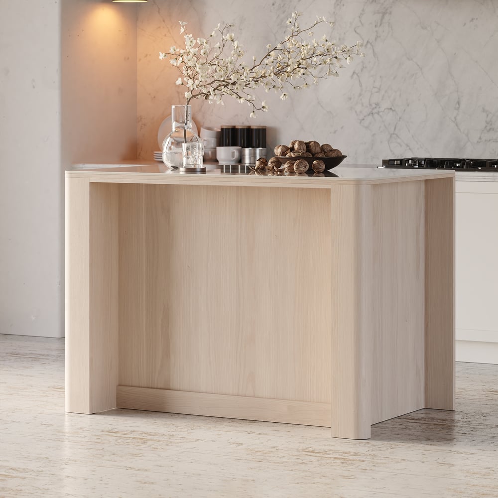 1290mm Sintered Stone Top Solid Wood Kitchen Island with Storage window image