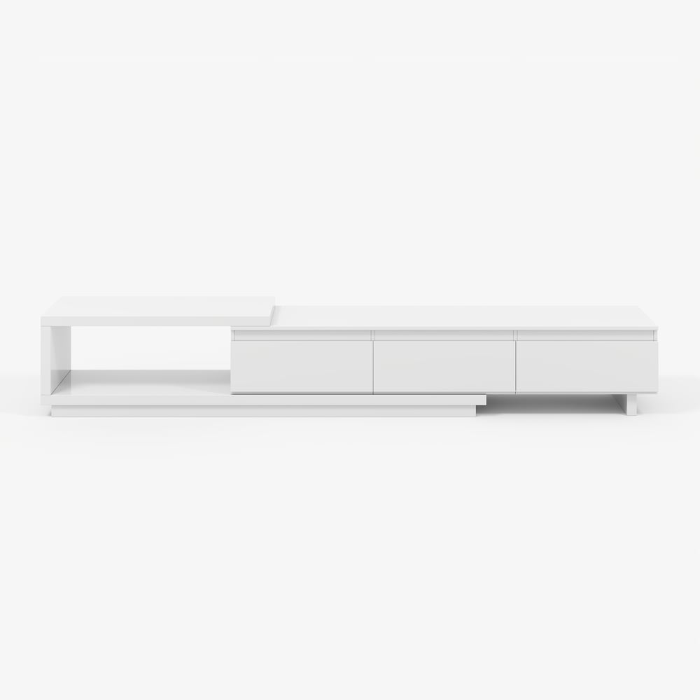 Quoint Extendable TV Stand with 3 Drawers and Light(71"-100") window image