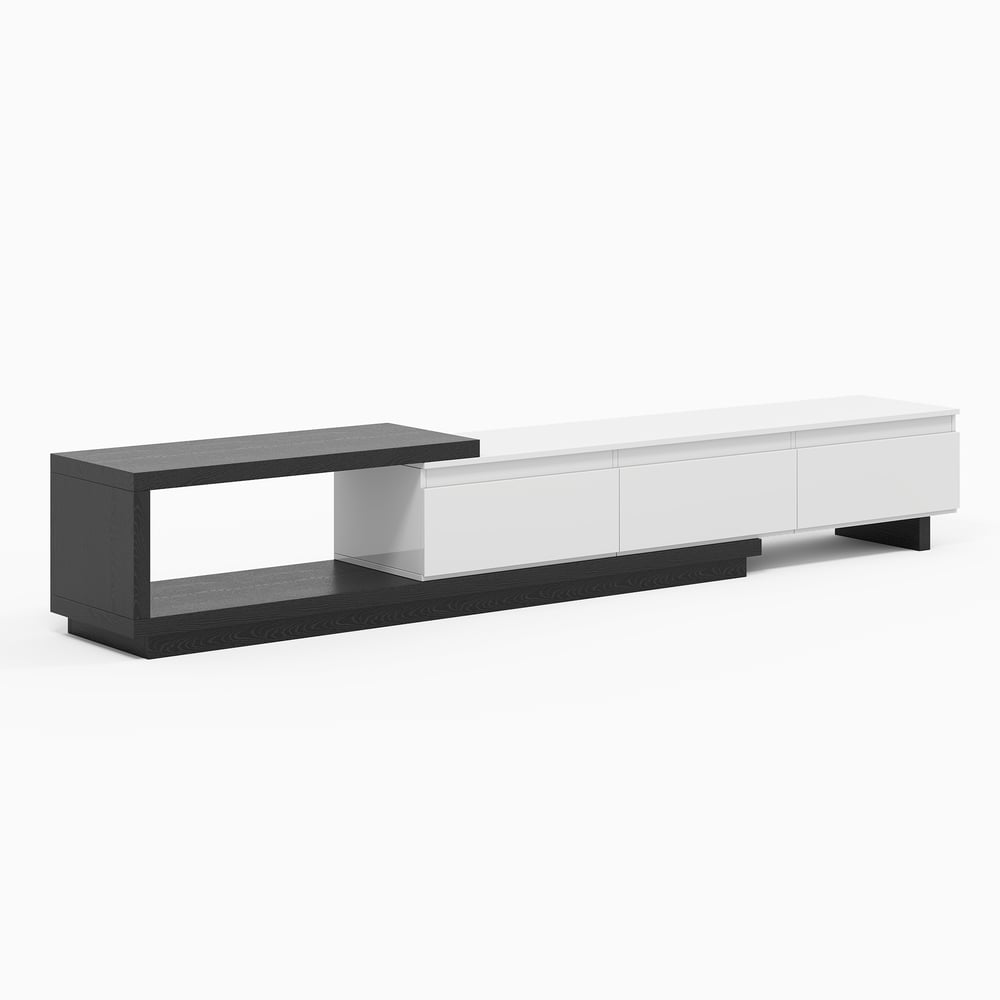 Quoint Extendable TV Stand with 3 Drawers and Light(71"-100") window image