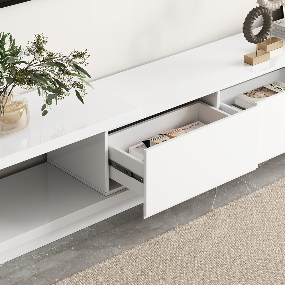 Quoint Extendable TV Stand with 3 Drawers(71"-100") window image