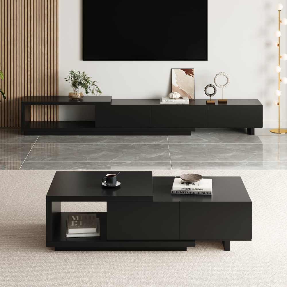 Quoint Extendable TV Stand with 3 Drawers(71"-100") window image