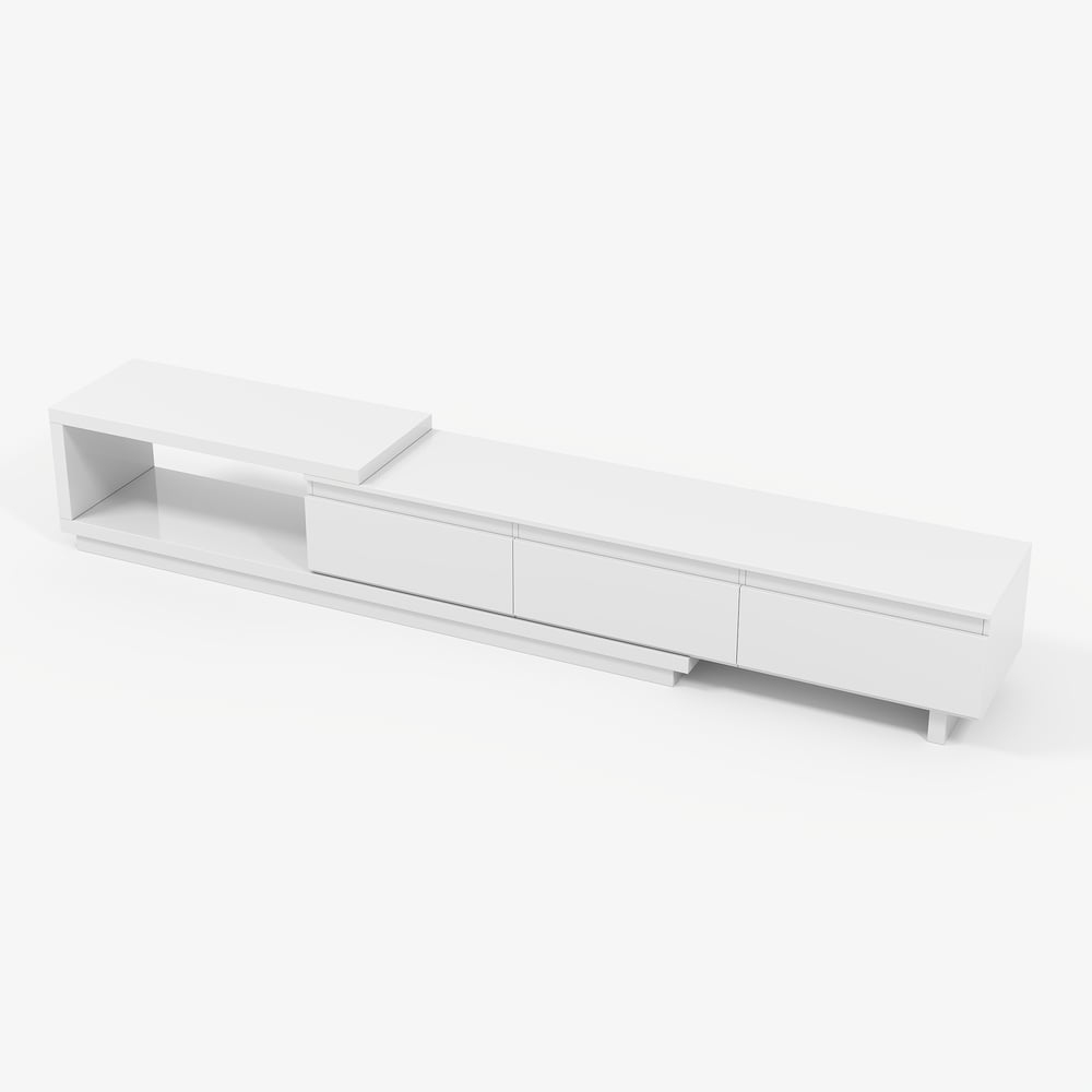 Quoint Extendable TV Stand with 3 Drawers and Light(71"-100") window image