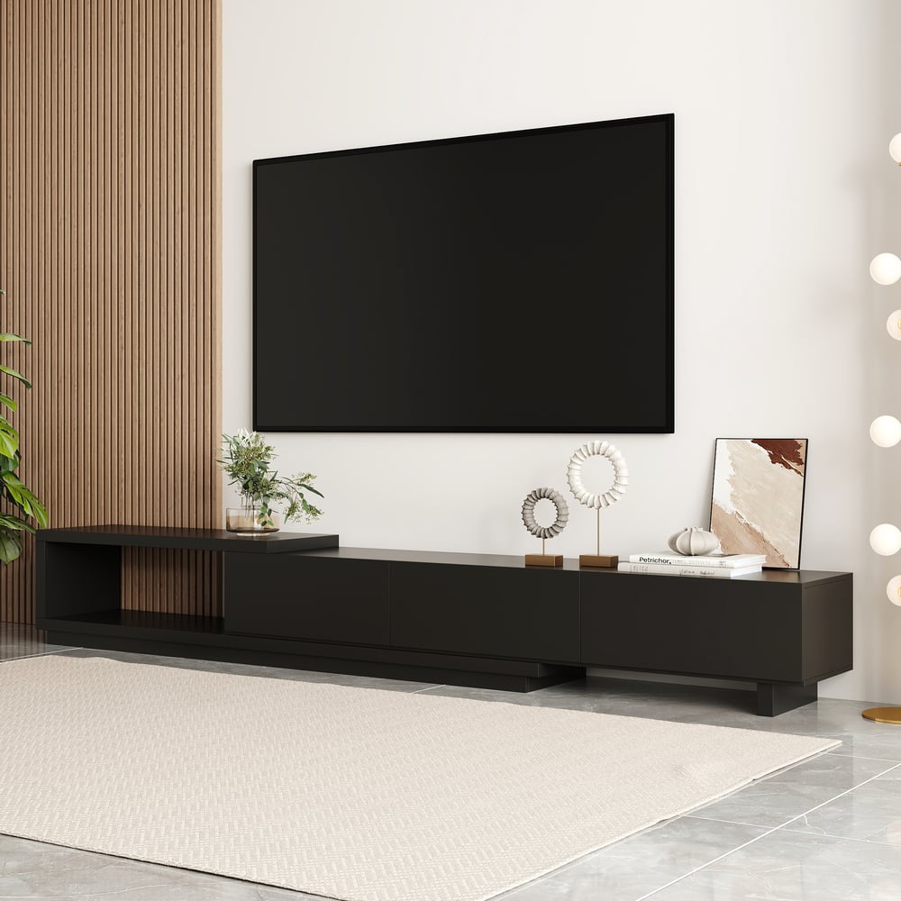 Quoint Extendable TV Stand with 3 Drawers(71"-100") window image