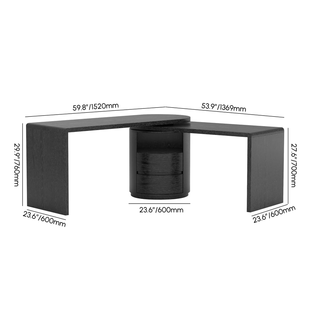 L Shaped Desk with Drawers, 59.8" Modern Rotating Executive Office Desk weights dimensions image
