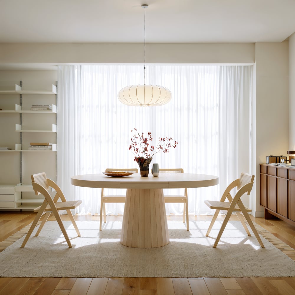 Japandi Extendable Dining Table 1000mm-1400mm Whitewash 6-Seater Oval&Round Table window image