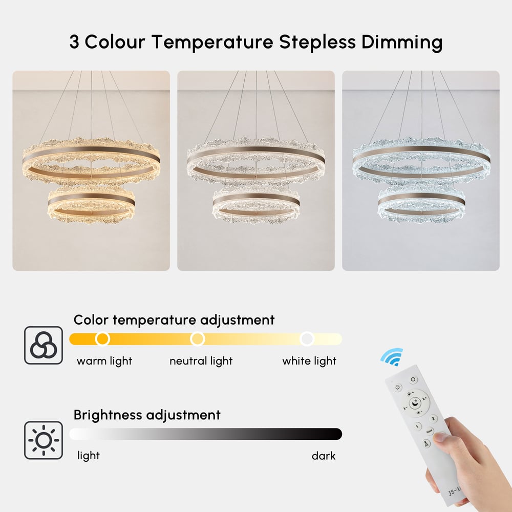 800mm Modern Acrylic Crystal Chandelier with Three Color Temperatures and Remote Control window image