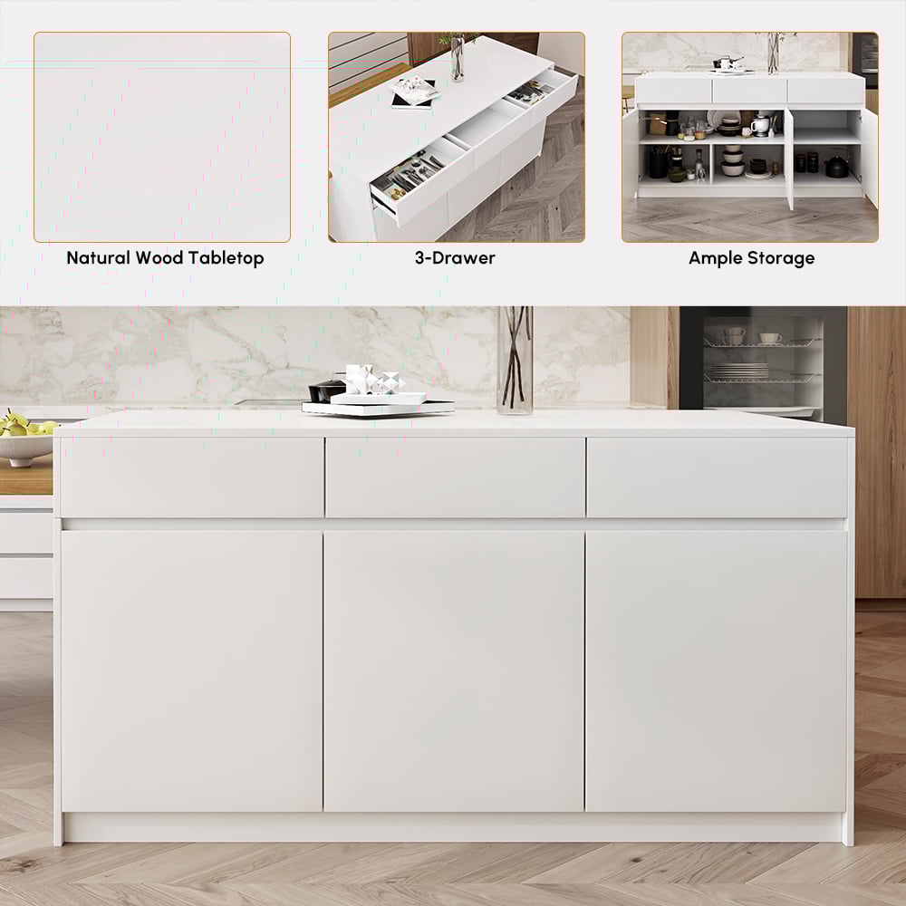 Îlots de cuisine extensibles, 2050mm-2680mm, dessus en marbre, portes et tiroirs modernes blancs image de fenêtre