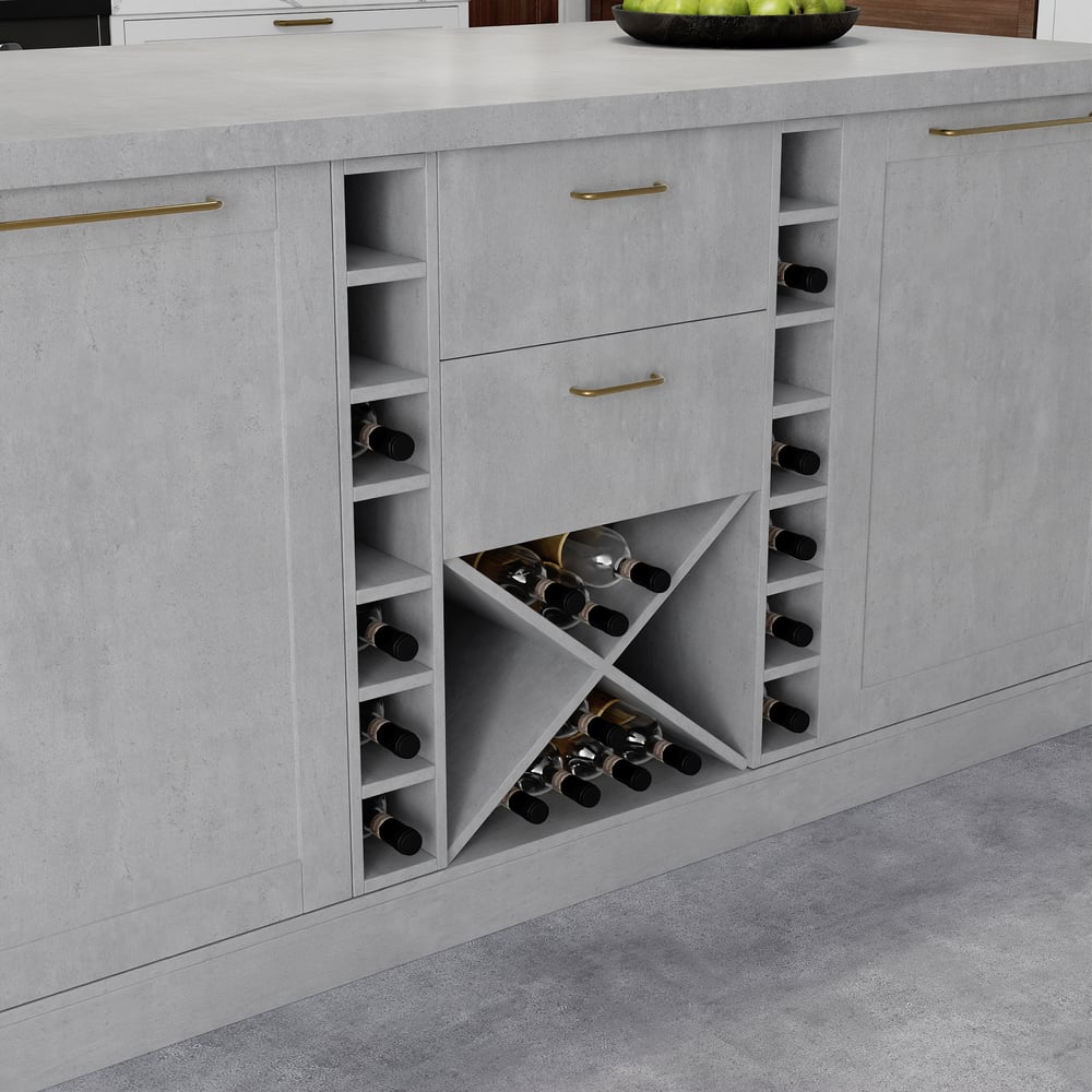 59" Modern Gray Sintered Stone Kitchen lsland  Wine Storage window image