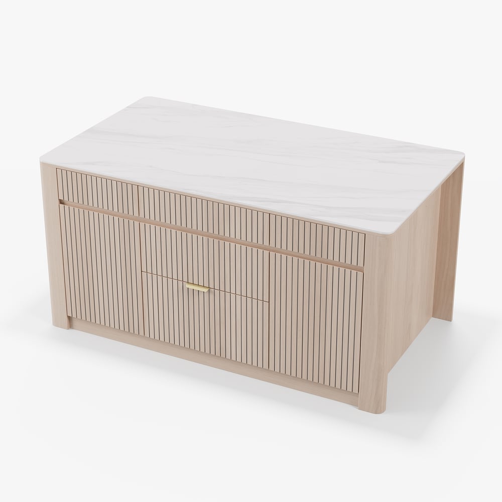 72" Sintered Stone Top Solid Wood Kitchen Island with Storage window image