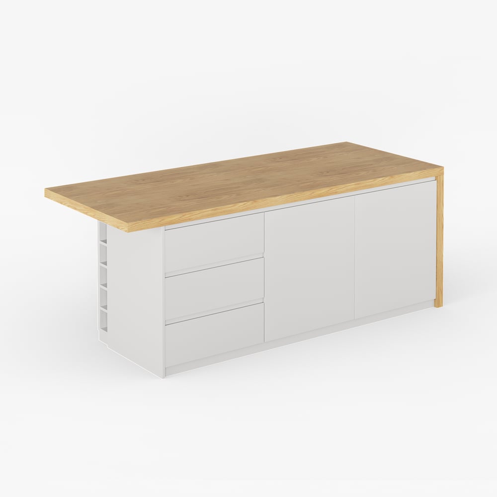 Îlots de cuisine de 1830 mm, dessus en placage de marbre, blanc et n, moderne, avec armoire de cuisine image de fenêtre