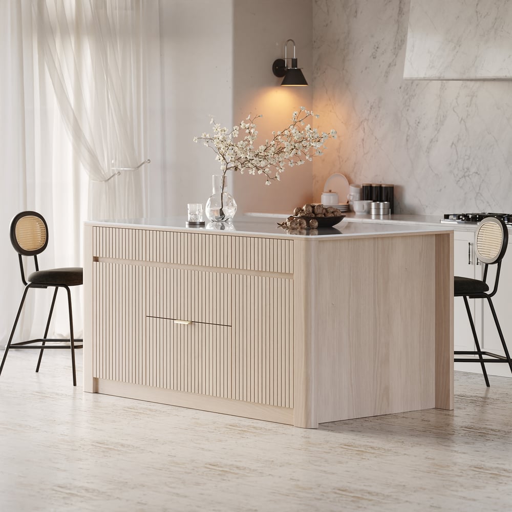 72" Sintered Stone Top Solid Wood Kitchen Island with Storage window image