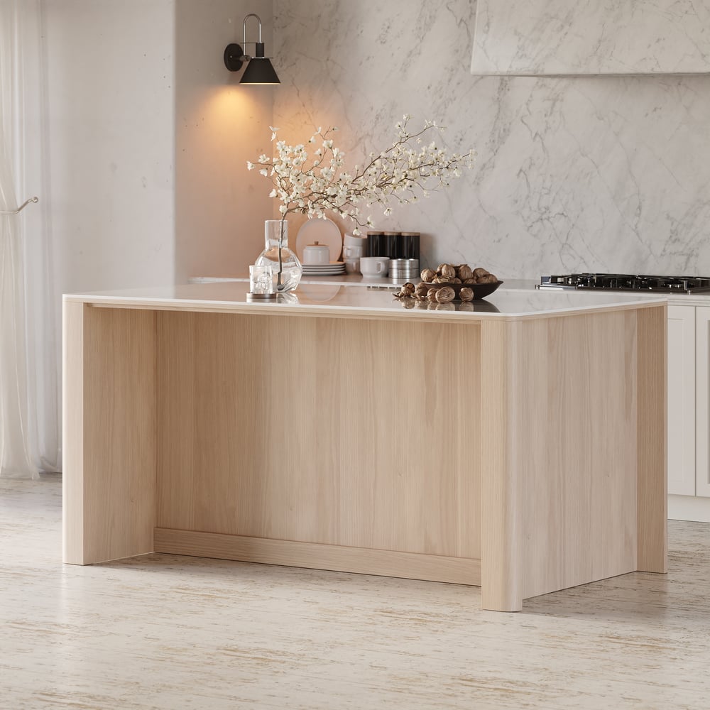 72" Sintered Stone Top Solid Wood Kitchen Island with Storage window image