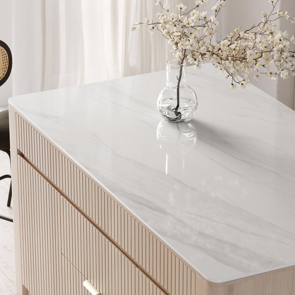 1290mm Sintered Stone Top Solid Wood Kitchen Island with Storage window image