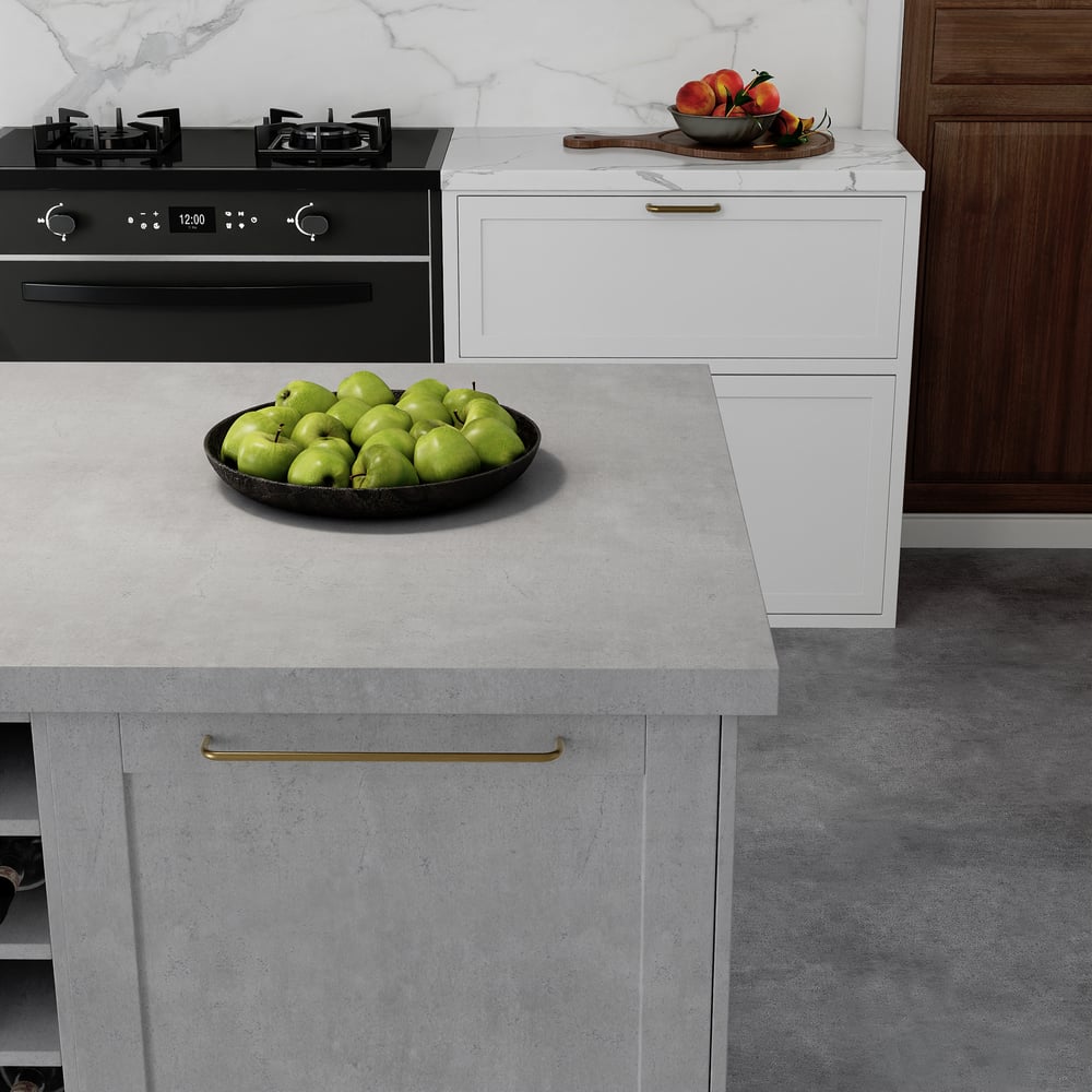 59" Modern Gray Sintered Stone Kitchen lsland  Wine Storage window image