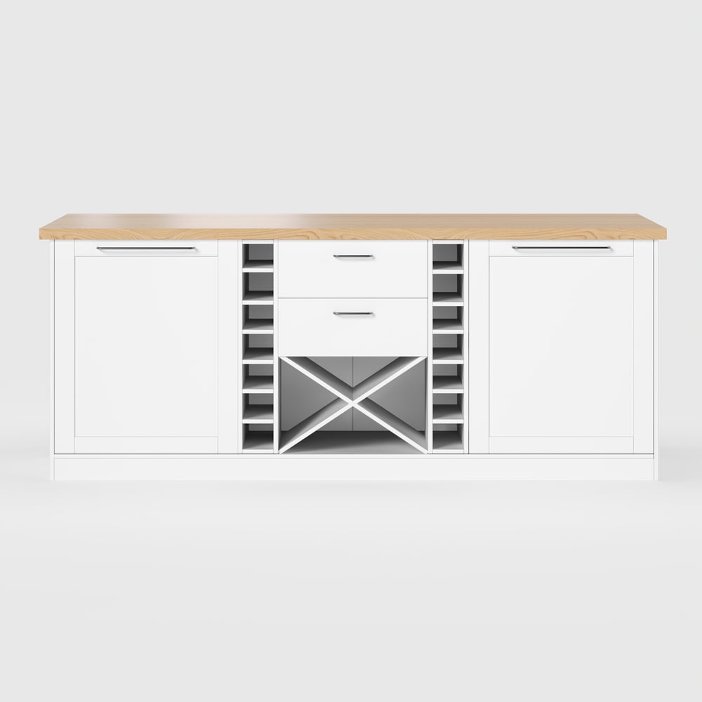 Panneau en mélamine Kitchen Island Naturel et blanc avec rangement, 1830mm image de fenêtre