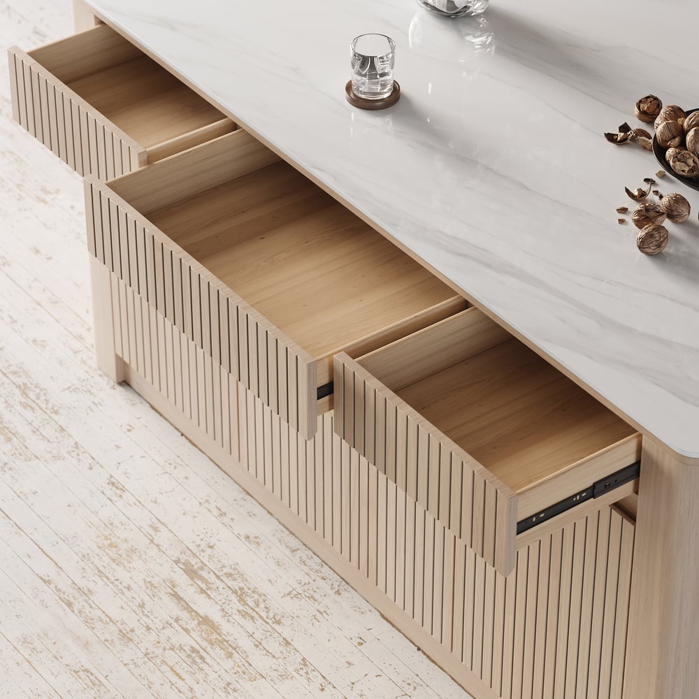 72" Sintered Stone Top Solid Wood Kitchen Island with Storage window image