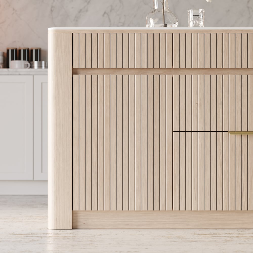 72" Sintered Stone Top Solid Wood Kitchen Island with Storage window image