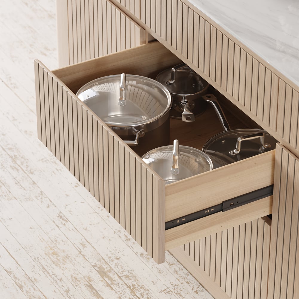 72" Sintered Stone Top Solid Wood Kitchen Island with Storage window image