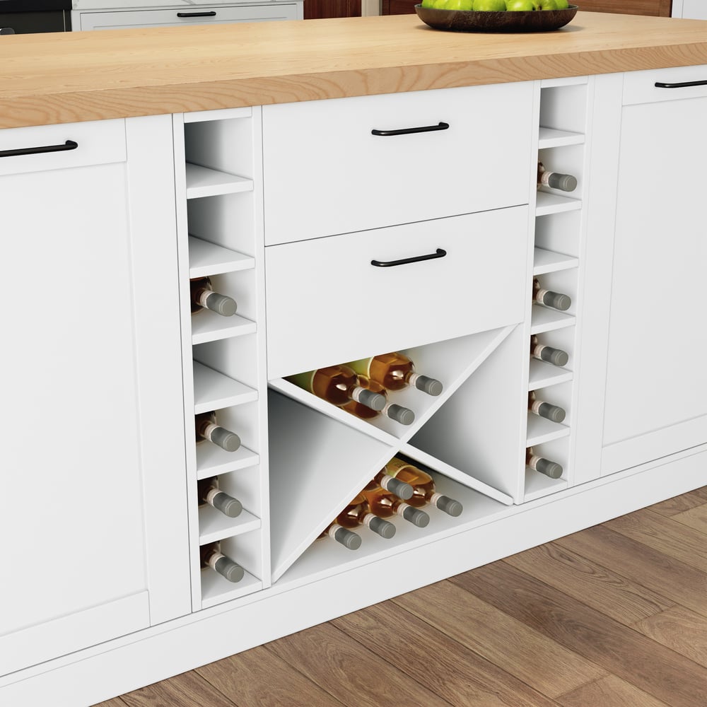Panneau en mélamine Kitchen Island Naturel et blanc avec rangement, 1830mm image de fenêtre