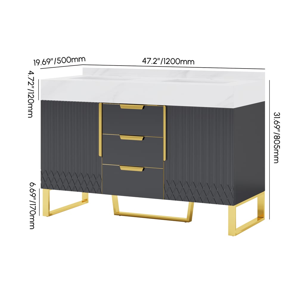 Aro Bathroom Vanity Set 1200mm Freestanding Bathroom Vanity Black with Double Sinks weights dimensions image