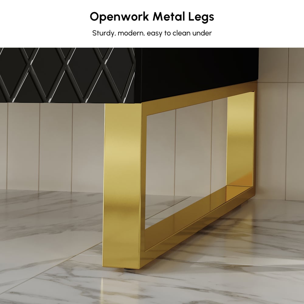 Aro Bathroom Vanity Set 1200mm Freestanding Bathroom Vanity Black with Double Sinks window image