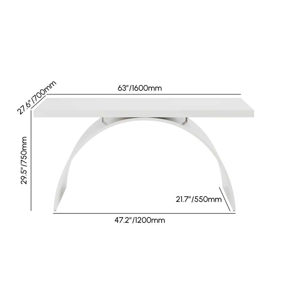 Modern White Rectangular Wood Metal Base Office Desk (1600mm ) weights dimensions image