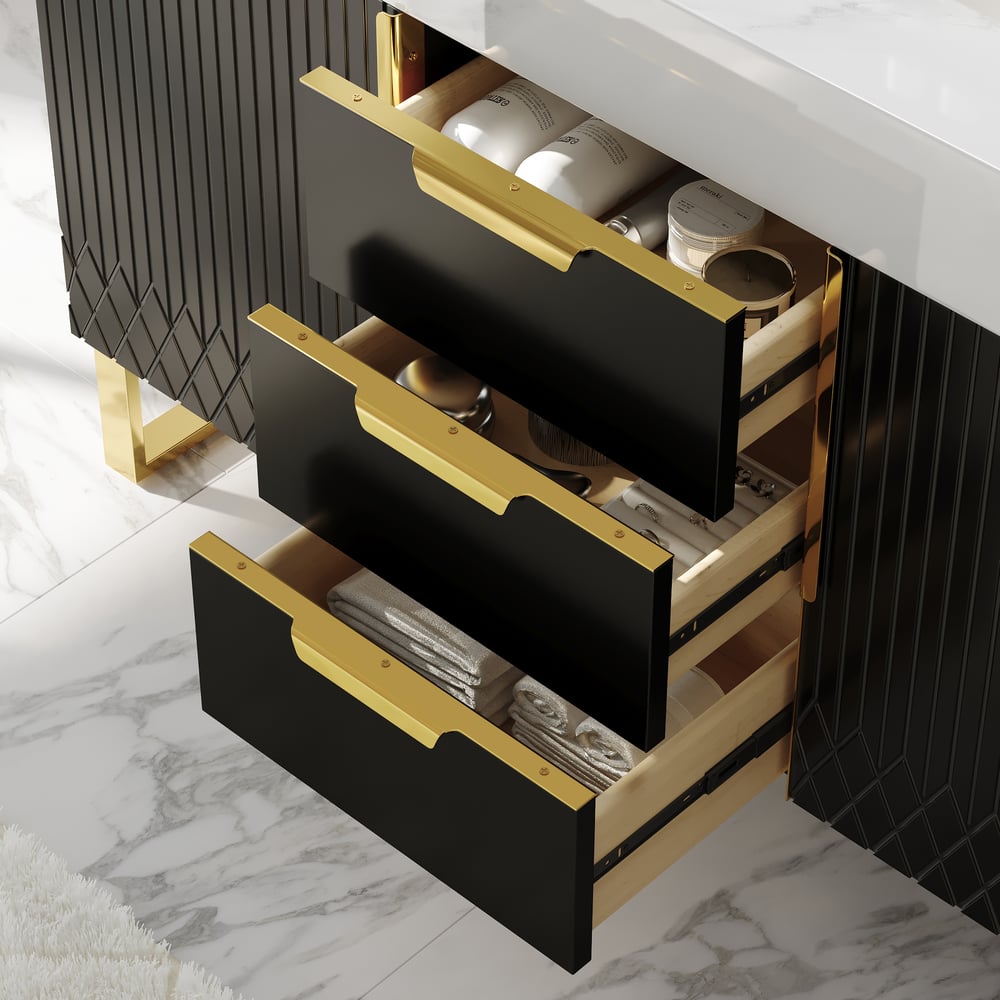 Aro Bathroom Vanity Set 1200mm Freestanding Bathroom Vanity Black with Double Sinks window image