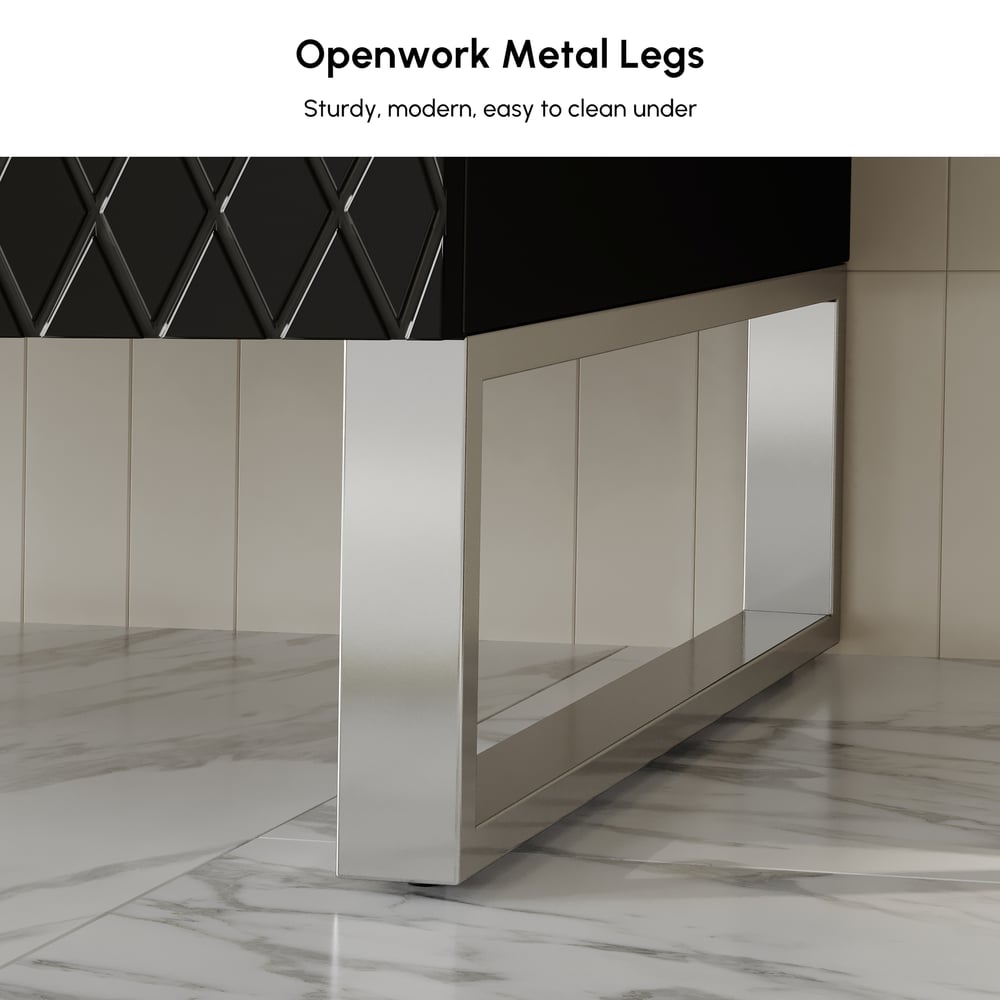 Aro Bathroom Vanity Set 47.2" Freestanding Bathroom Vanity Black with Double Sinks window image