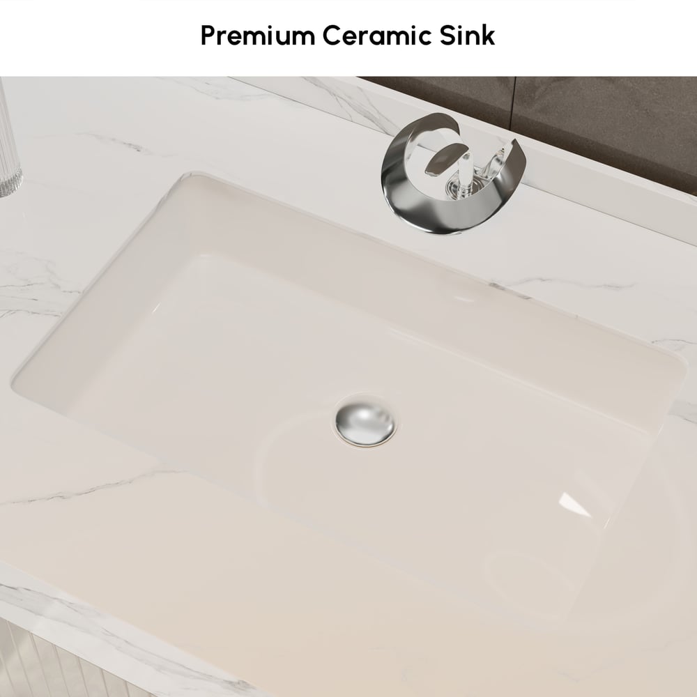 Set di mobili da bagno serie Aro 900 mm Mobile da bagno galleggiante in pietra bianca con lavandino Immagine della finestra