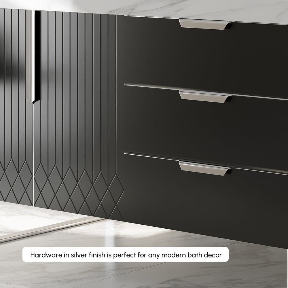 Aro 900mm Czarna wolnostojąca ceramiczna umywalka łazienkowa Szuflady łazienkowe ze sztucznego marmuru obraz okna