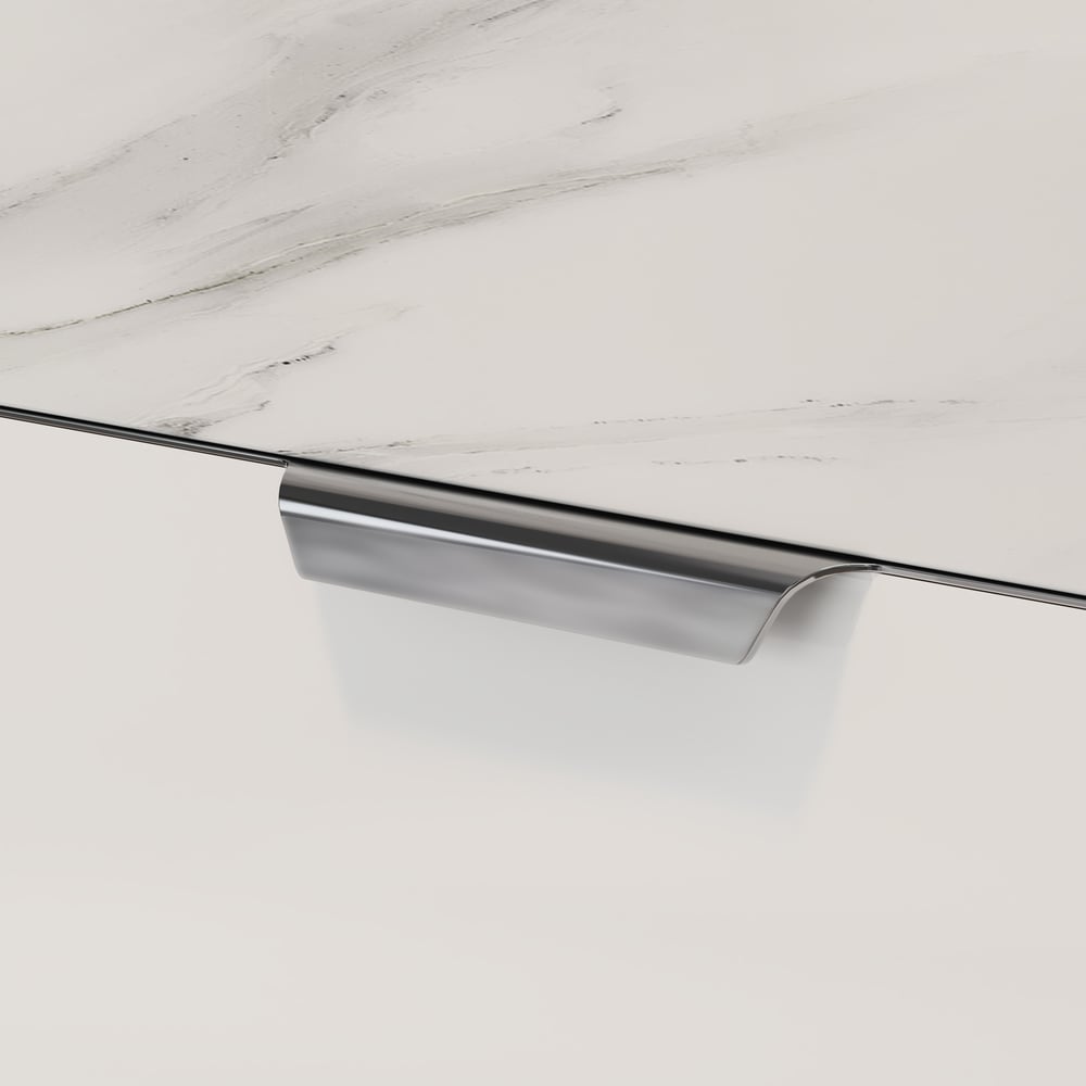 Aro 35" White Freestanding Single Sink Bathroom Vanity Drawers Doors Faux Marble Top window image