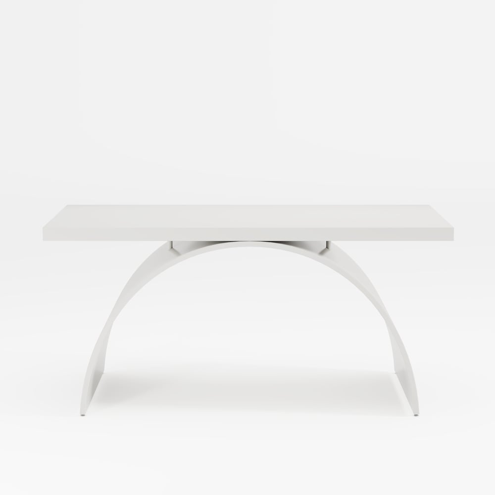 Modern White Rectangular Wood Metal Base Office Desk (1600mm ) window image