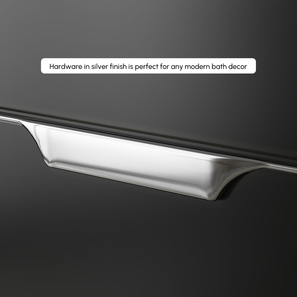 Aro Series Bathroom Vanity Set 59" Floating Faux Marble Bathroom Vanity Black with Sink window image