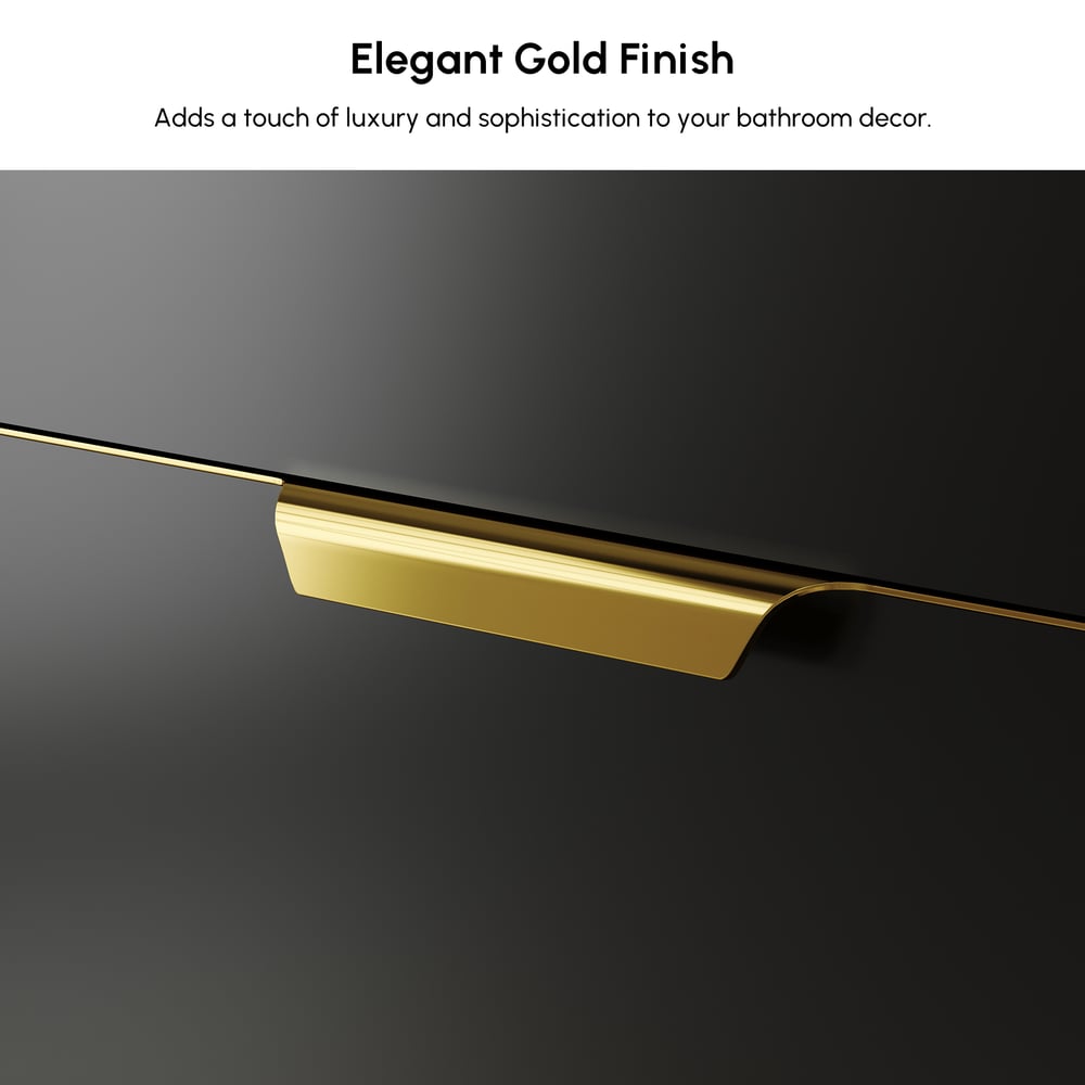 Aro 35" Black Freestanding Single Sink Bathroom Vanity Drawers Doors Faux Marble Top window image