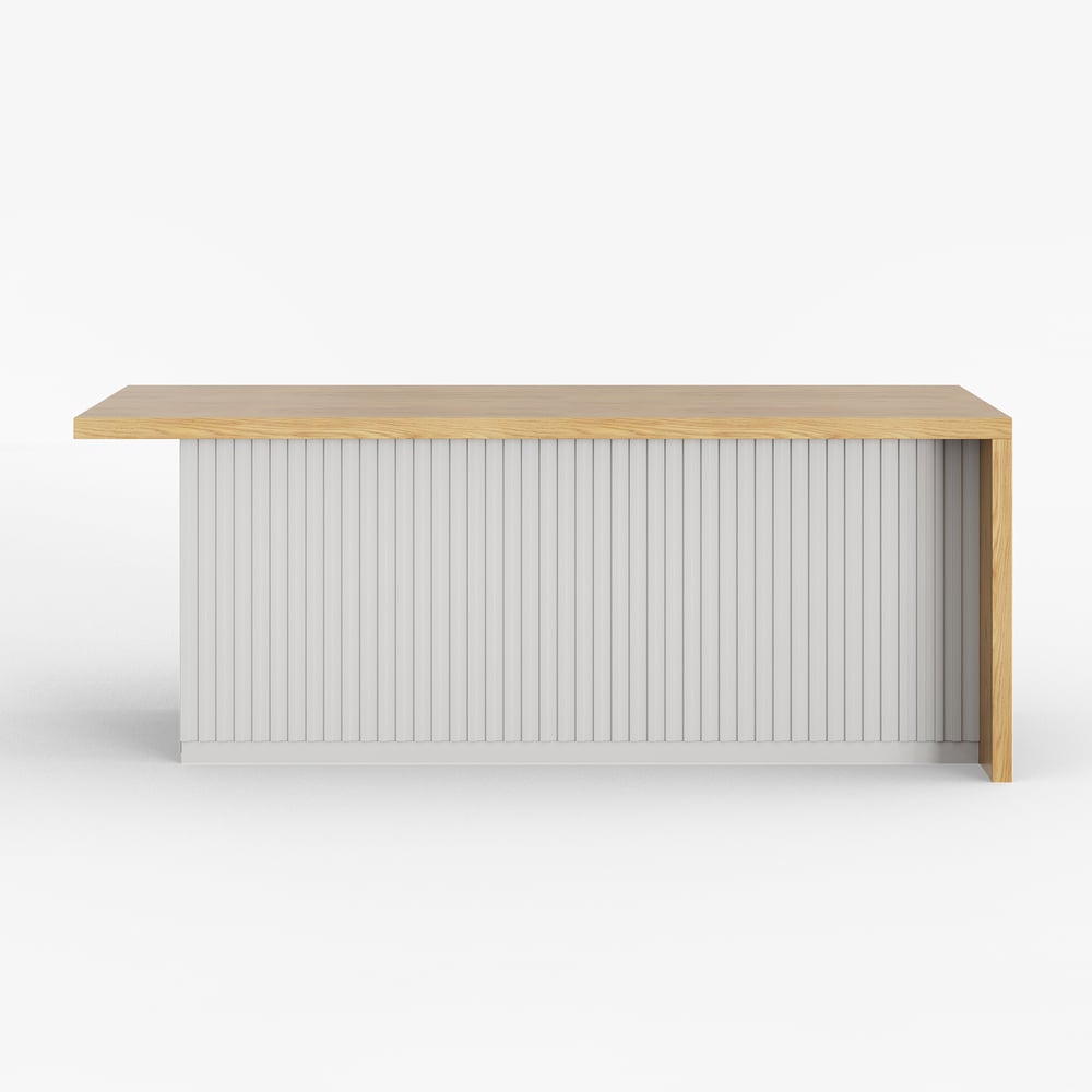 Îlots de cuisine stratifiés de style moderne de 1830 mm avec un grand espace de rangement, blanc et naturel image de fenêtre