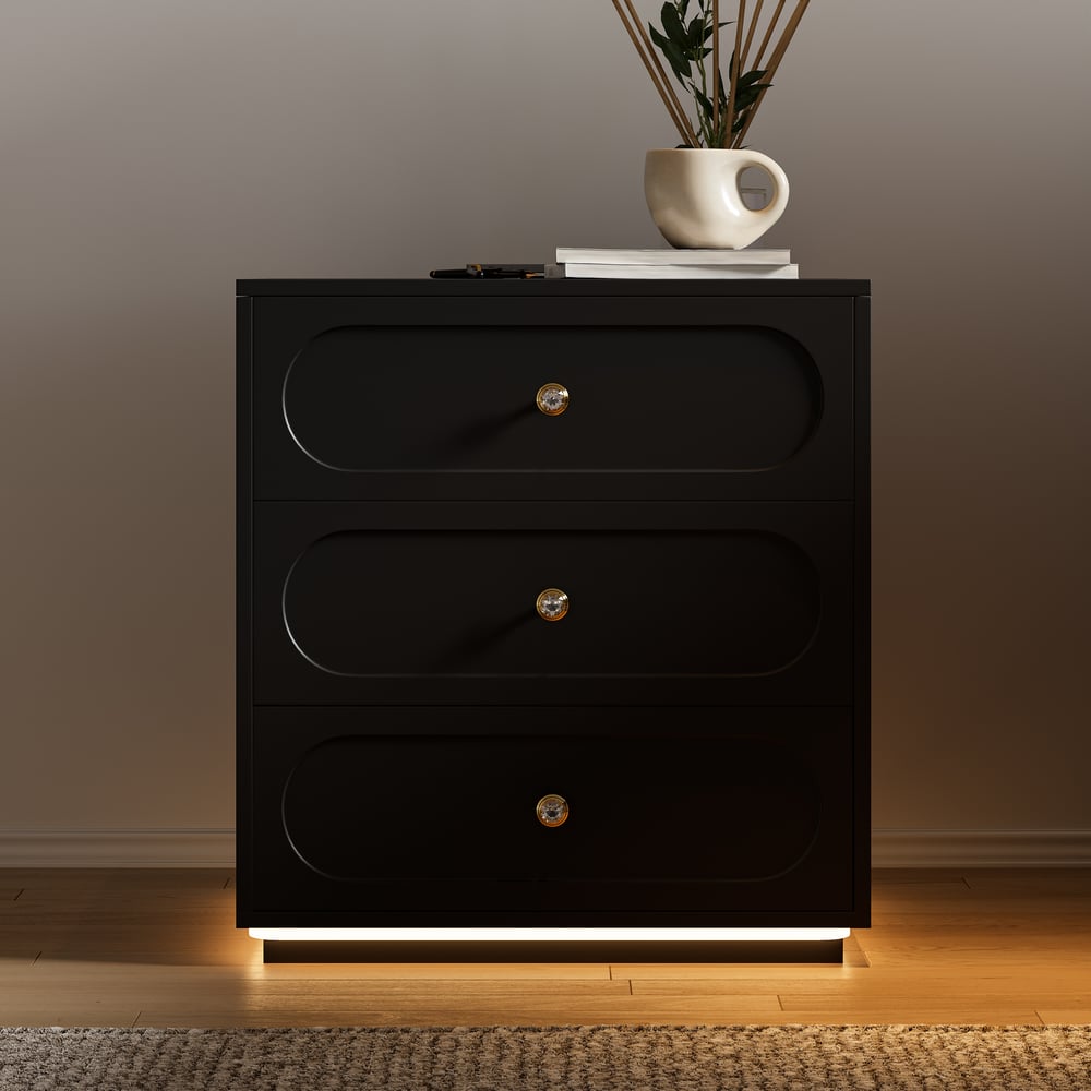 Krila Floating 3-Drawer LED Smart Nightstand with Light Set of 2 window image