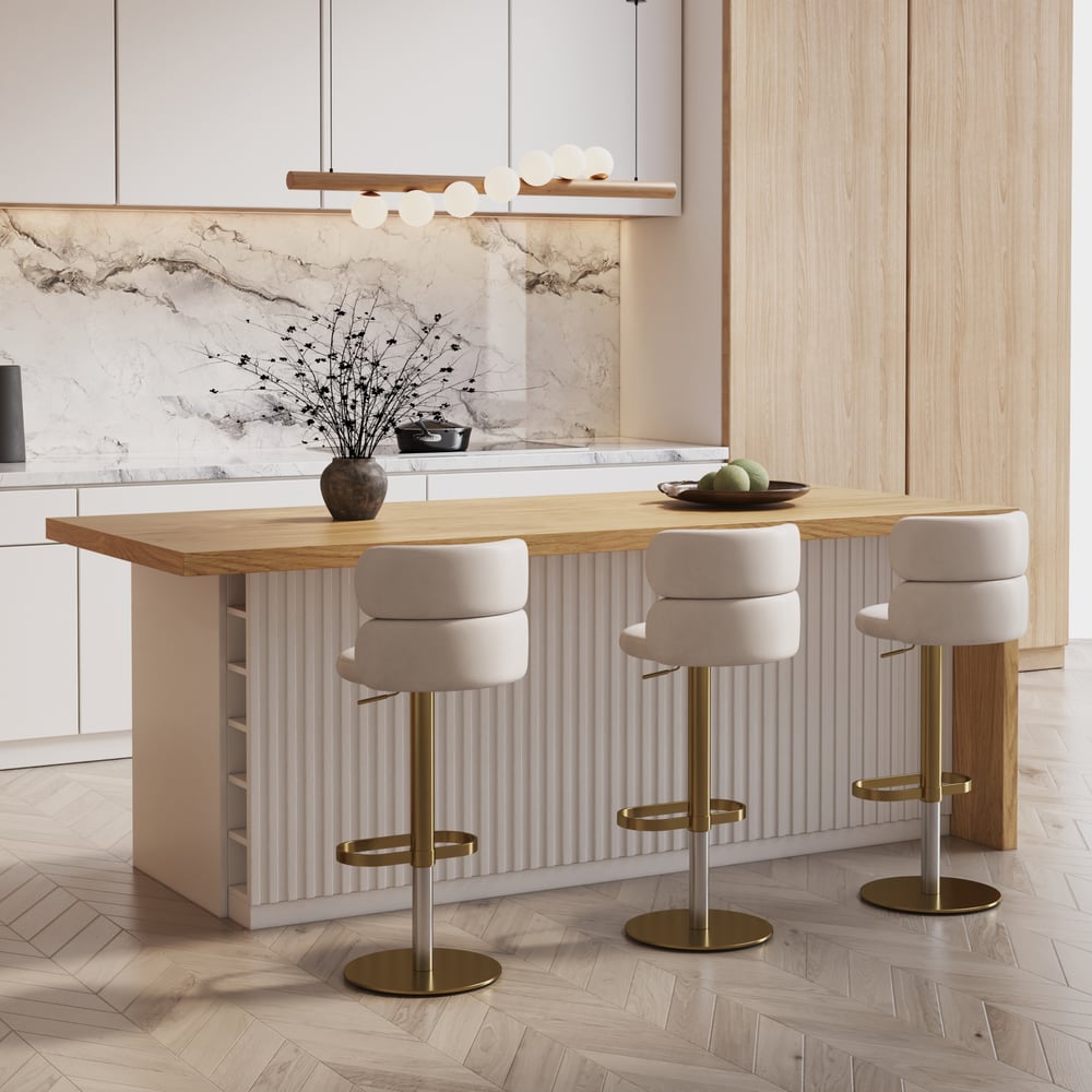Îlots de cuisine stratifiés de style moderne de 1830 mm avec un grand espace de rangement, blanc et naturel image de fenêtre
