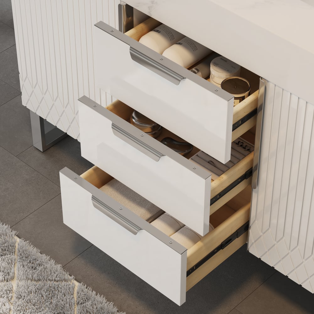 Aro Bathroom Vanity Set 47.2" Freestanding Bathroom Vanity White with Double Sinks window image