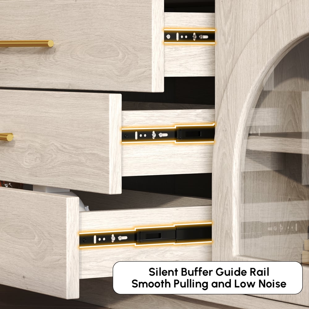 Arune 80" Arched Glass Doors TV Stand with Storage and LED window image