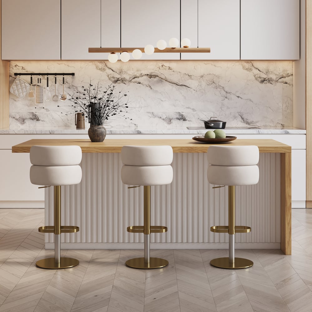 Îlots de cuisine stratifiés de style moderne de 1830 mm avec un grand espace de rangement, blanc et naturel image de fenêtre