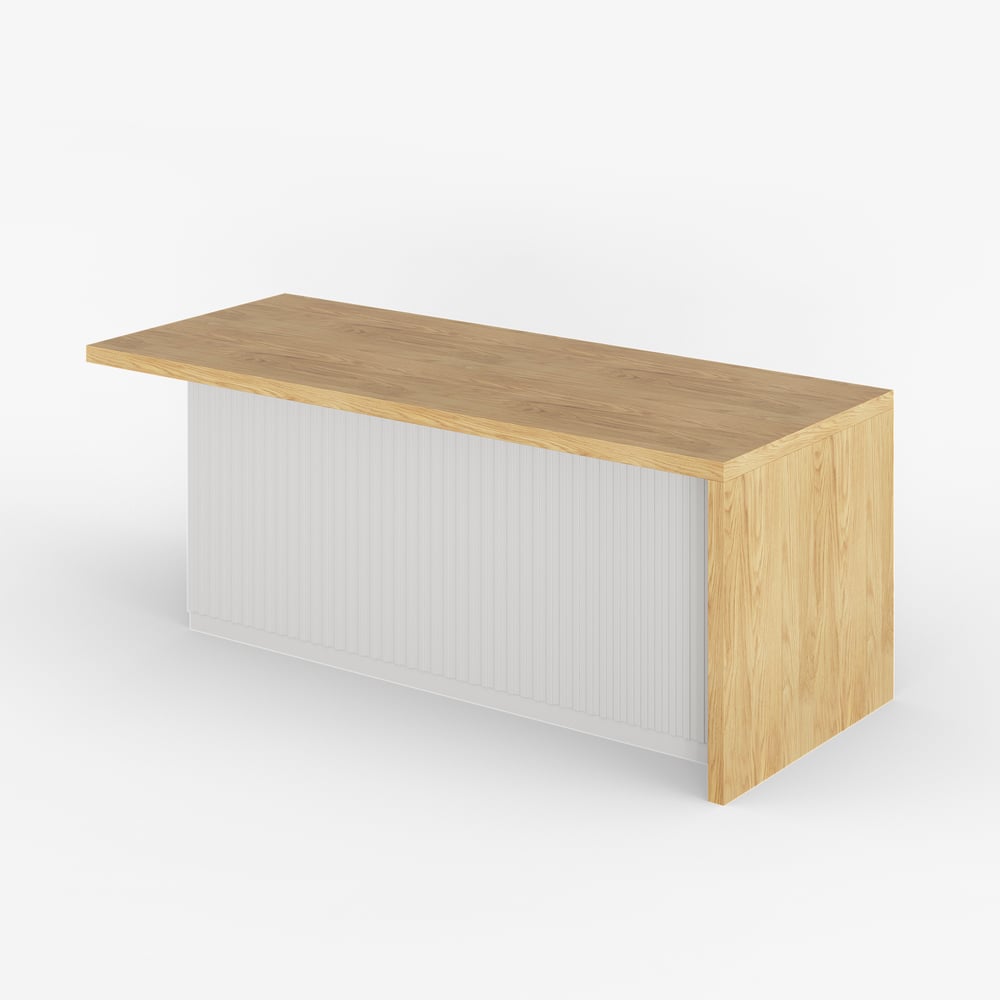 Îlots de cuisine stratifiés de style moderne de 1830 mm avec un grand espace de rangement, blanc et naturel image de fenêtre