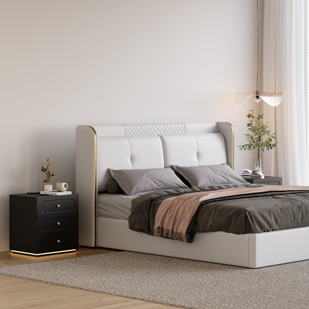 Krila Floating 3-Drawer LED Smart Nightstand with Light Set of 2 window image