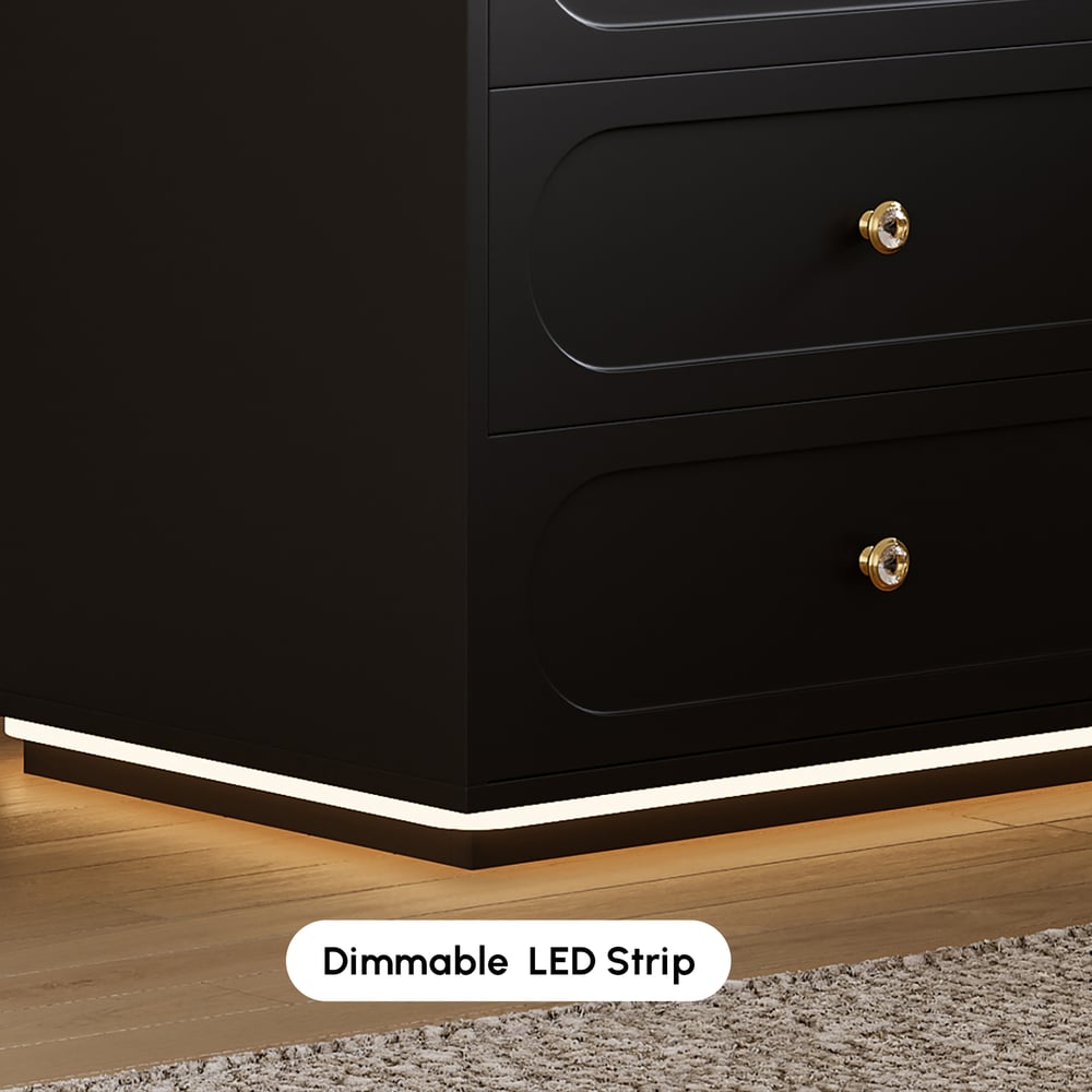 Krila Floating 3-Drawer LED Smart Nightstand with Light Set of 2 window image