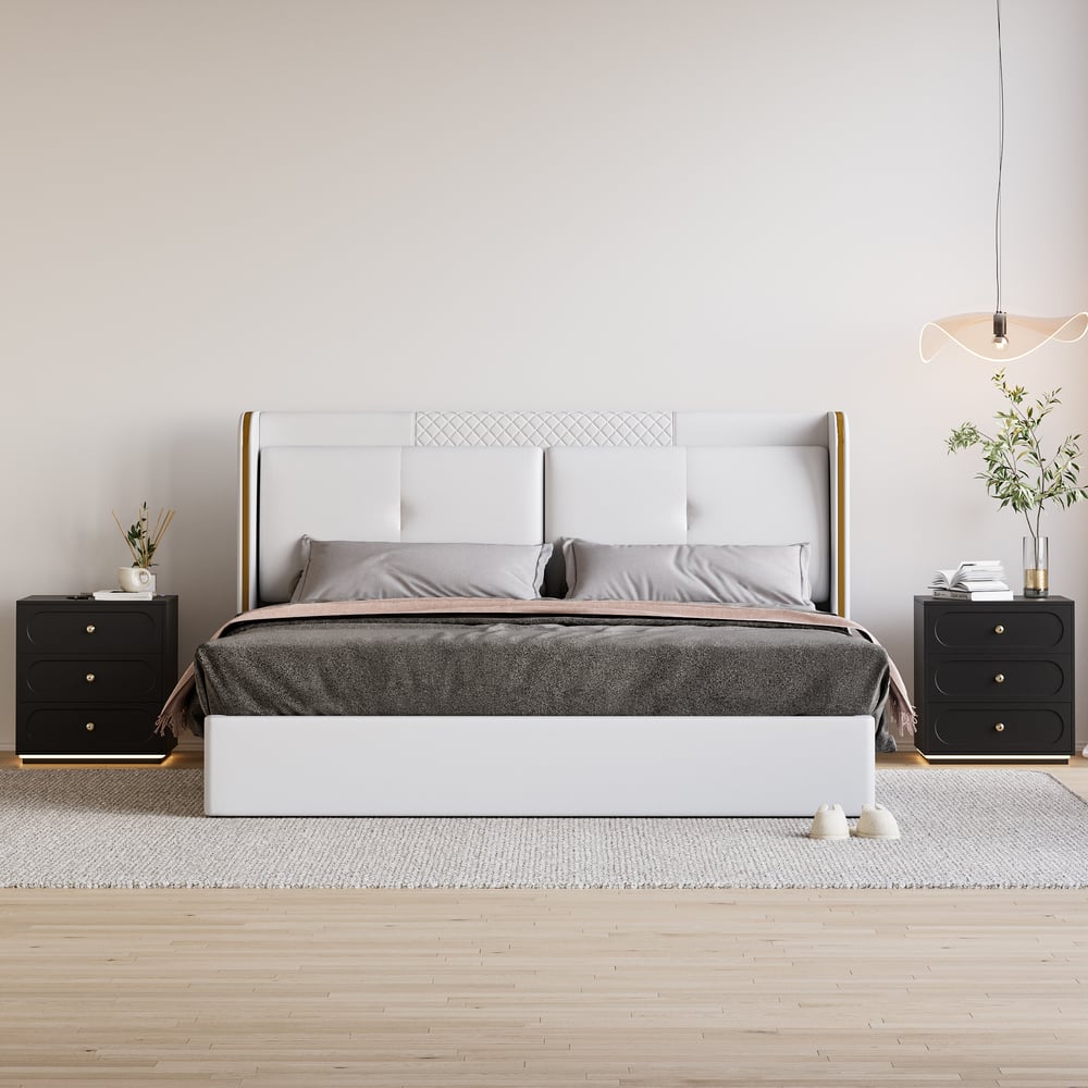 Krila Floating 3-Drawer LED Smart Nightstand with Light Set of 2 window image