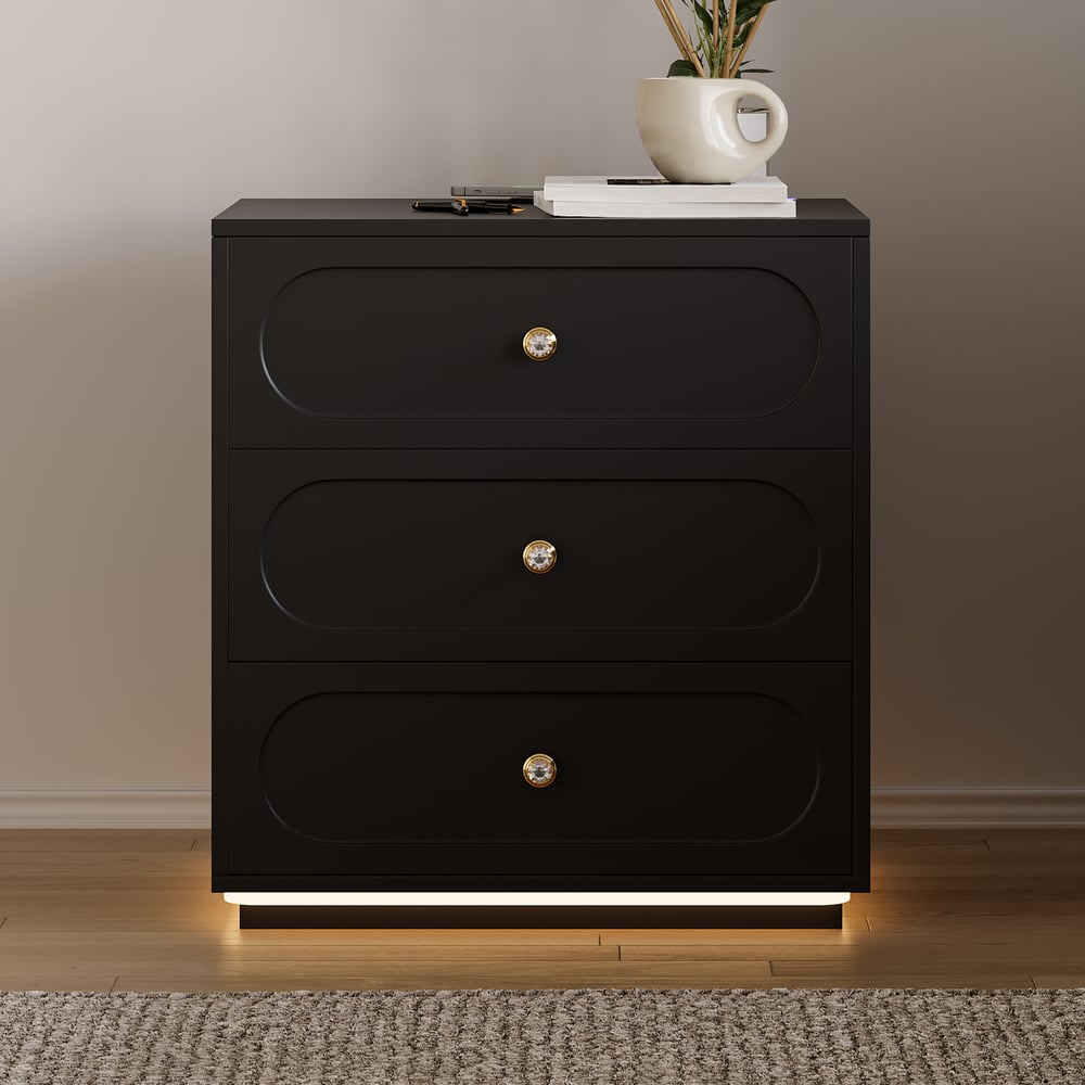 Krila Floating 3-Drawer LED Smart Nightstand with Light Set of 2 window image