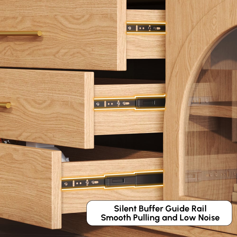 Arune 80" Arched Glass Doors TV Stand with Storage and LED window image