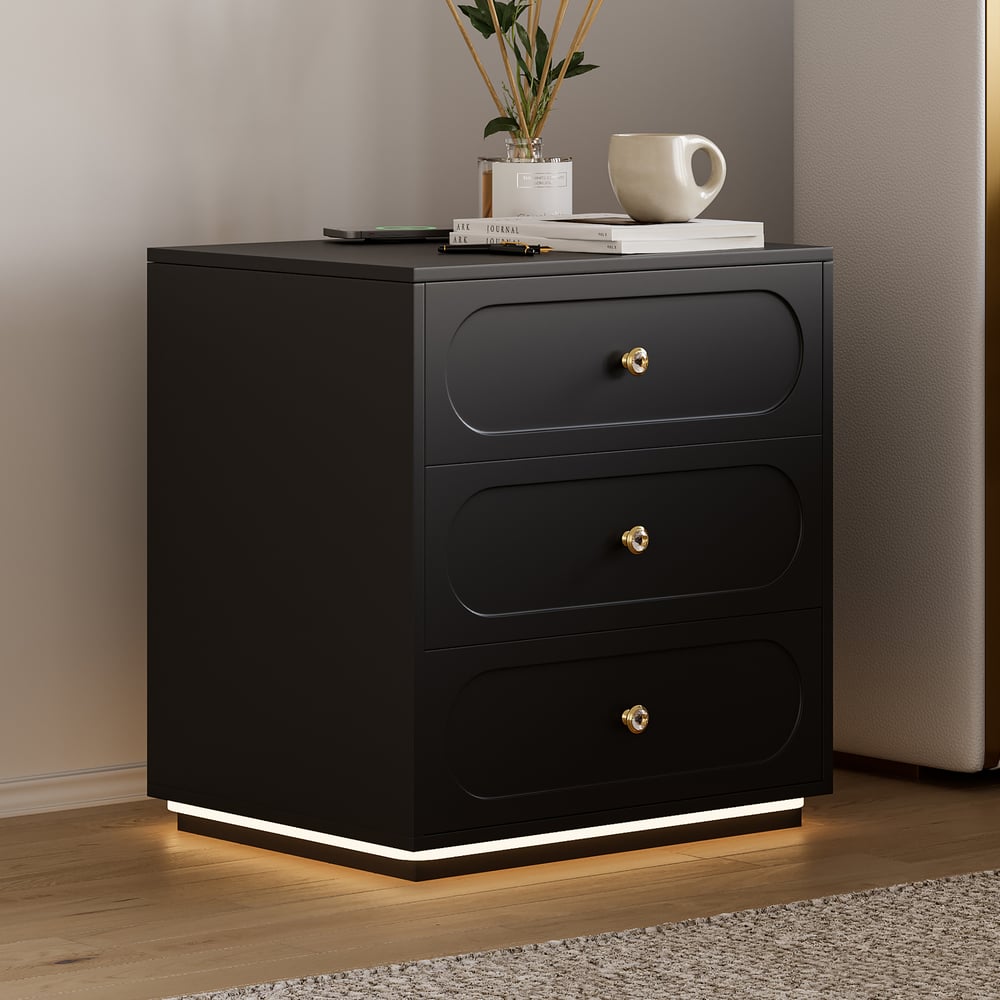 Krila Floating 3-Drawer LED Smart Nightstand with Light Set of 2 window image